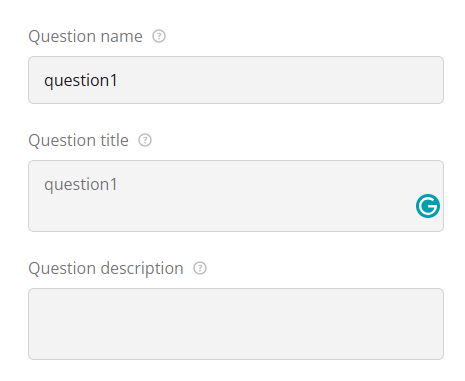 Question name and options