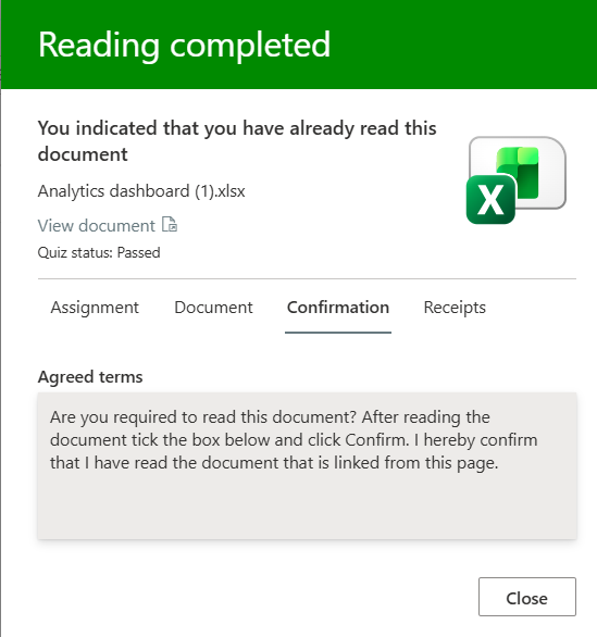 Completed result details