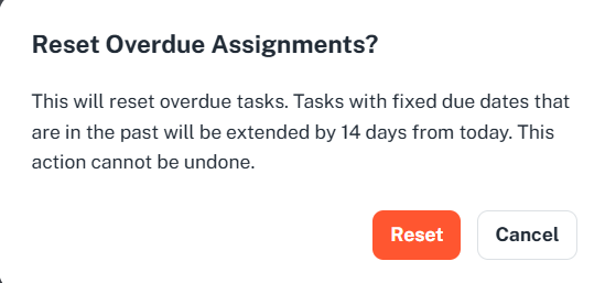 Image showing the confirmation to reset